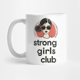 Empowerment Chic: Retro-Inspired 'Strong Girls Club' Illustrated Art Print Mug